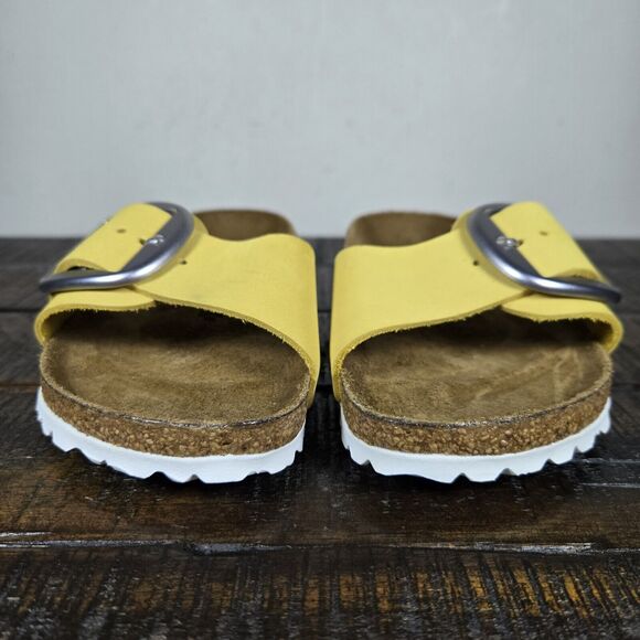Birkenstock Madrid Big Buckle Womens Size 5 EU 36 Narrow Sandals Yellow Brown - Picture 3 of 11